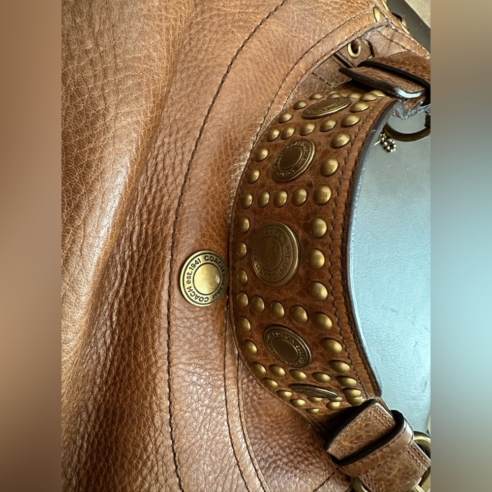 Vintage Coach Tobacco Abbey Lace Flap Pebbled Leather Satchel Hobo Style 10971 - Picture 13 of 13